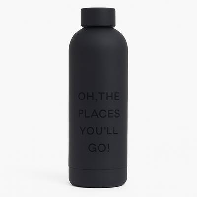 Matte Black “Oh, The Places You’ll Go!” Water Bottle